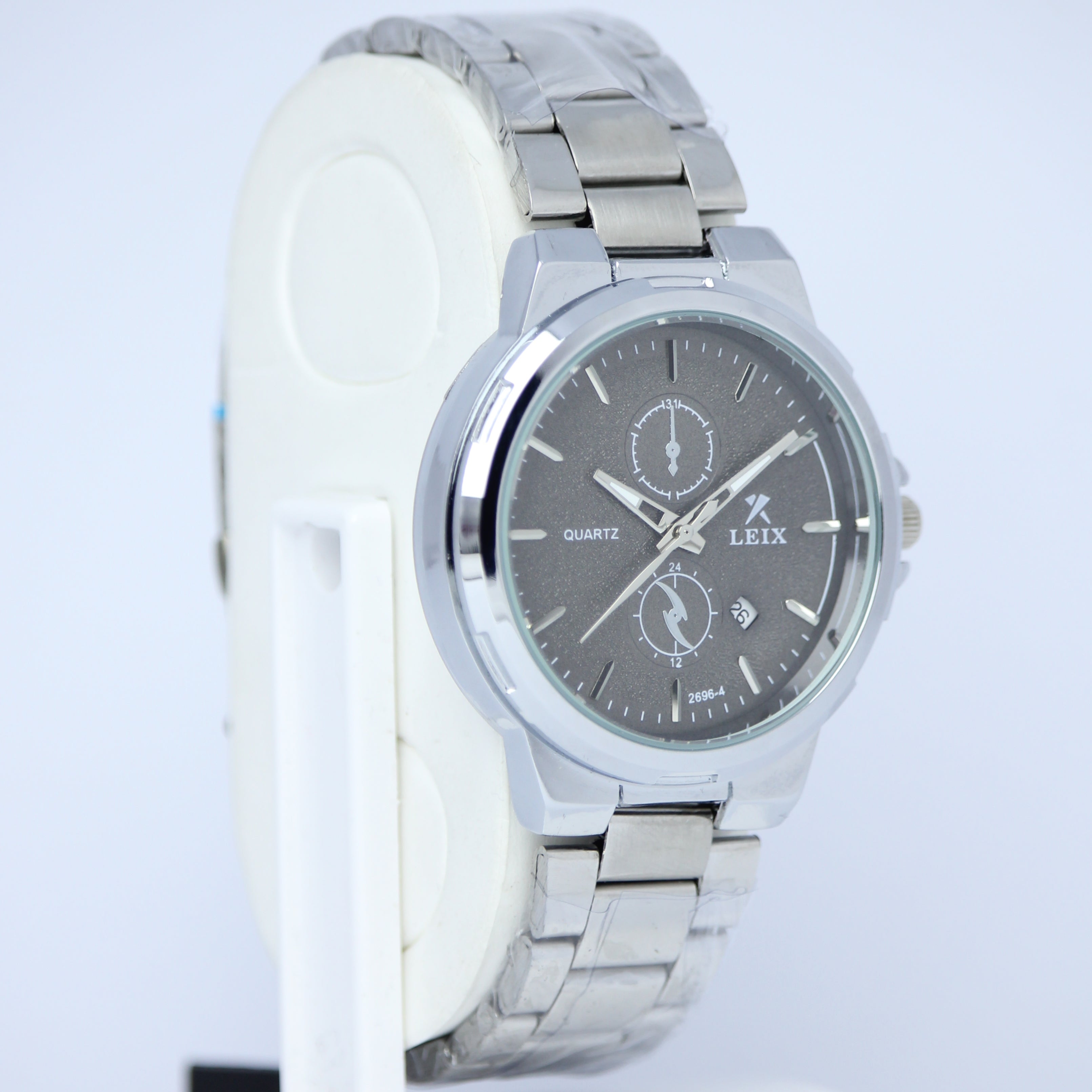 LEIX Men's Quartz Watch (BZ-ES24) - Grey Dial with Date Stainless Steel