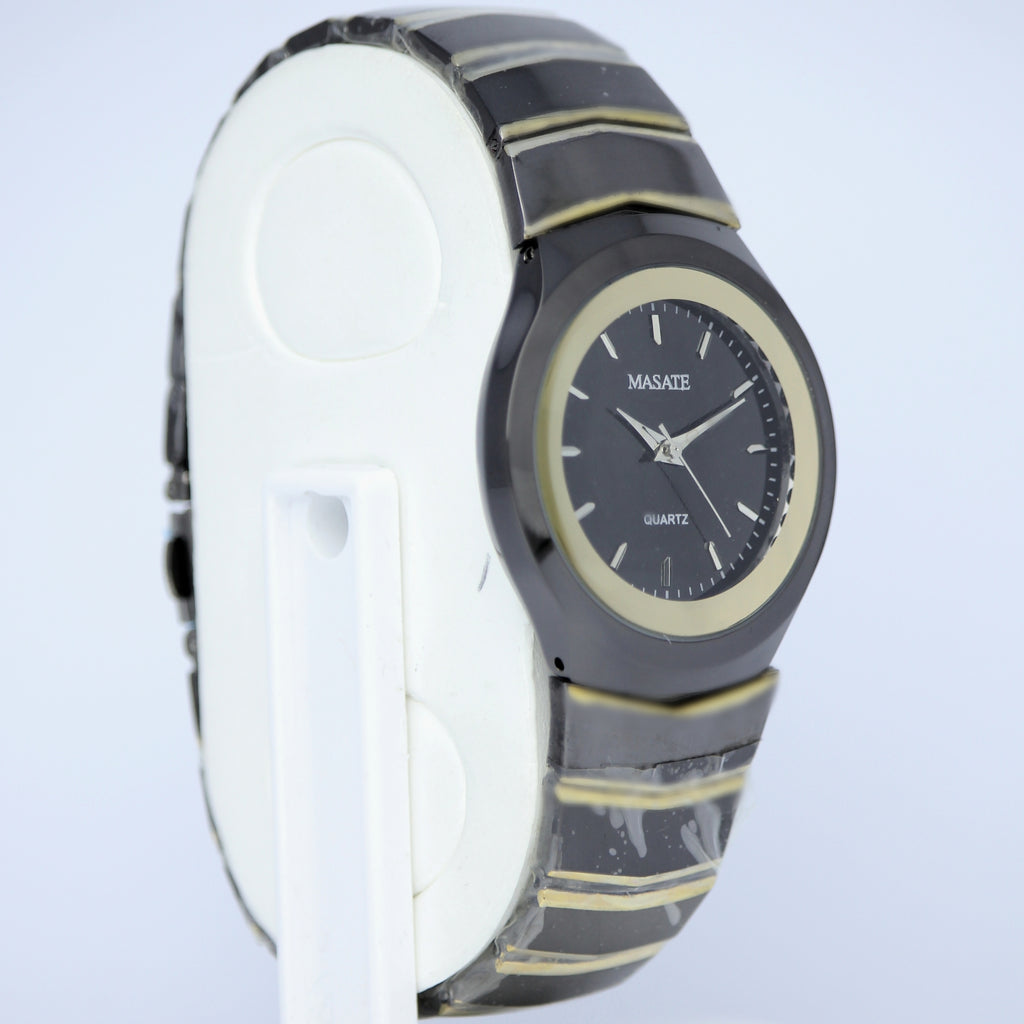 MASATE Men’s Quartz Watch (BZ-ES22) – Black Dial with Gold-Tone Stainless Steel