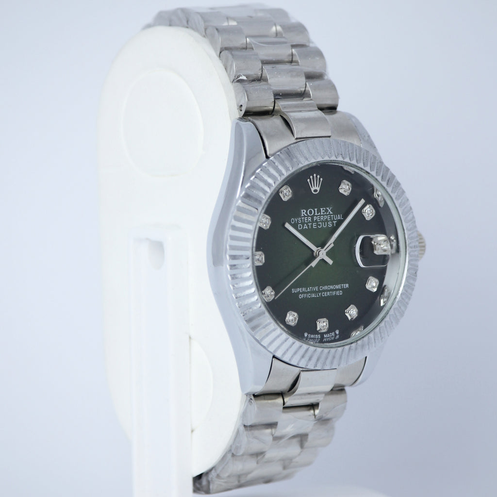 Rolex Oyster Perpetual Datejust Men’s Watch (BZ-ES015) – Green Dial with Silver Case