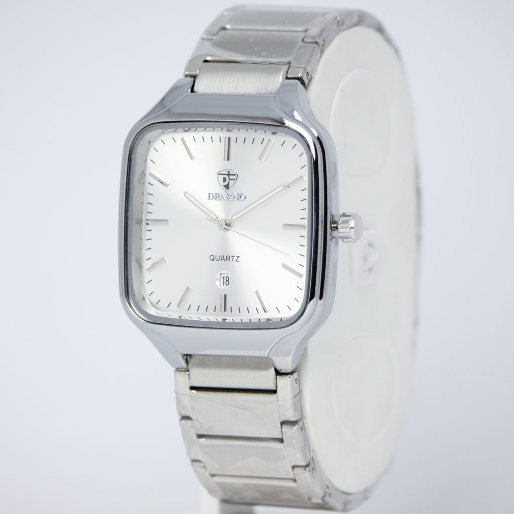 Dearno Men’s Quartz Watch (BZ-ES43) - Silver Square Dial with Date