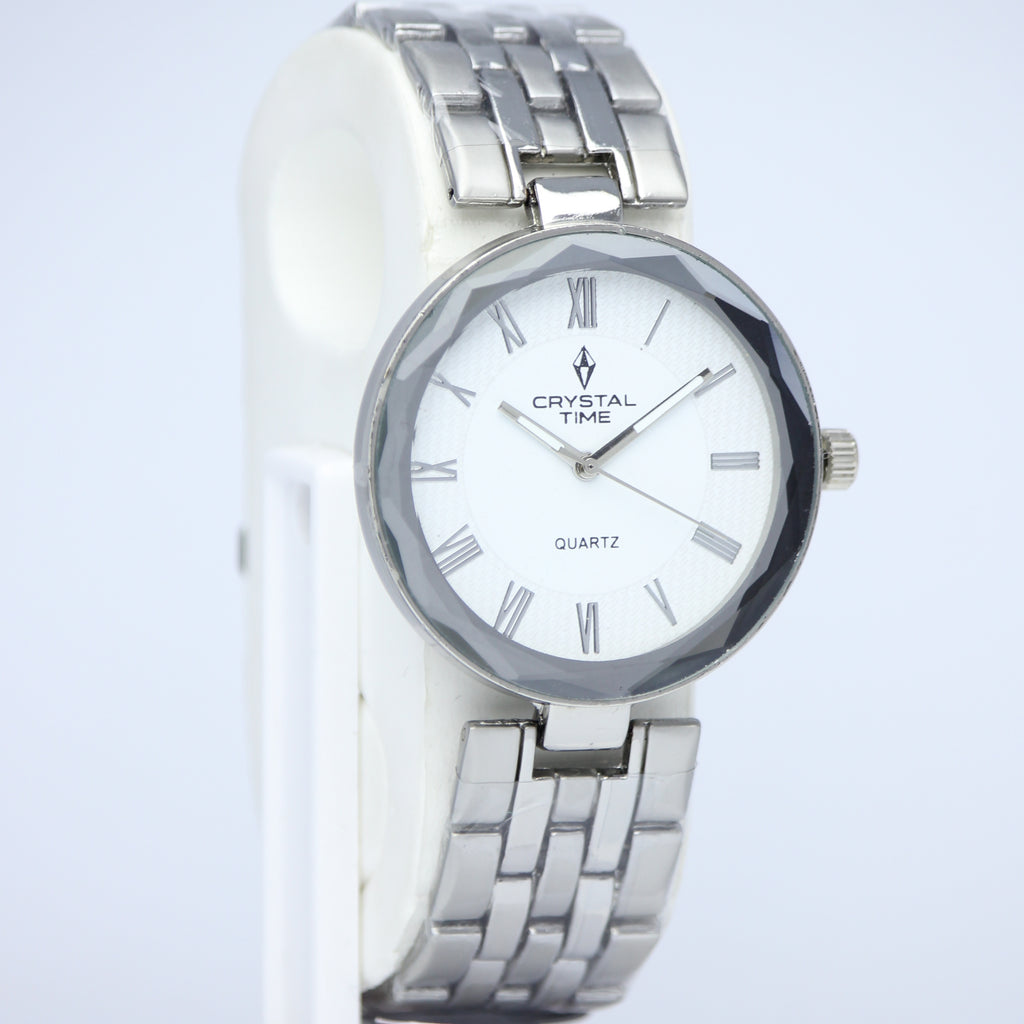 Crystal Time Men’s Quartz Watch (BZ-ES36) – White Dial Stainless Steel
