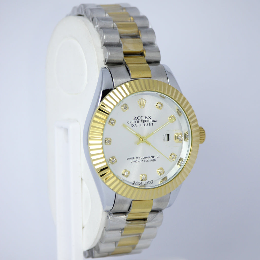 Rolex Oyster Perpetual Datejust Men’s Watch (BZ-ES015) – Silver Dial with Gold Case