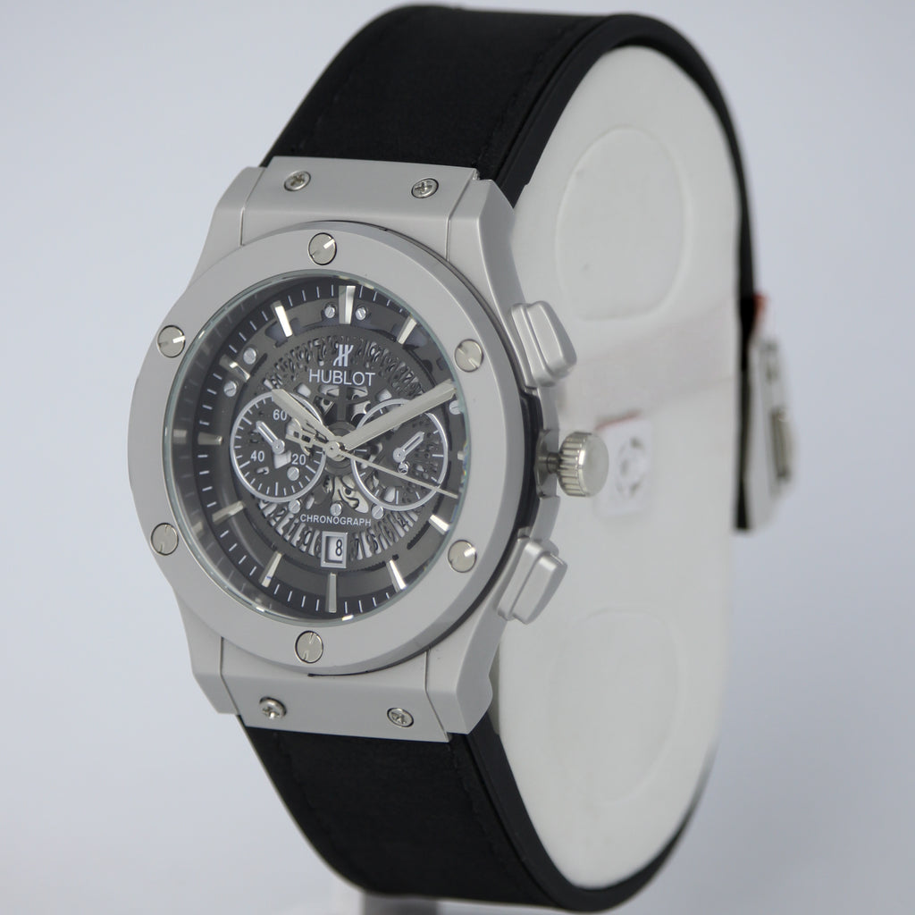HUBLOT Men's Quartz Watch (BZ-FD01) - Grey Dial with Black Straps