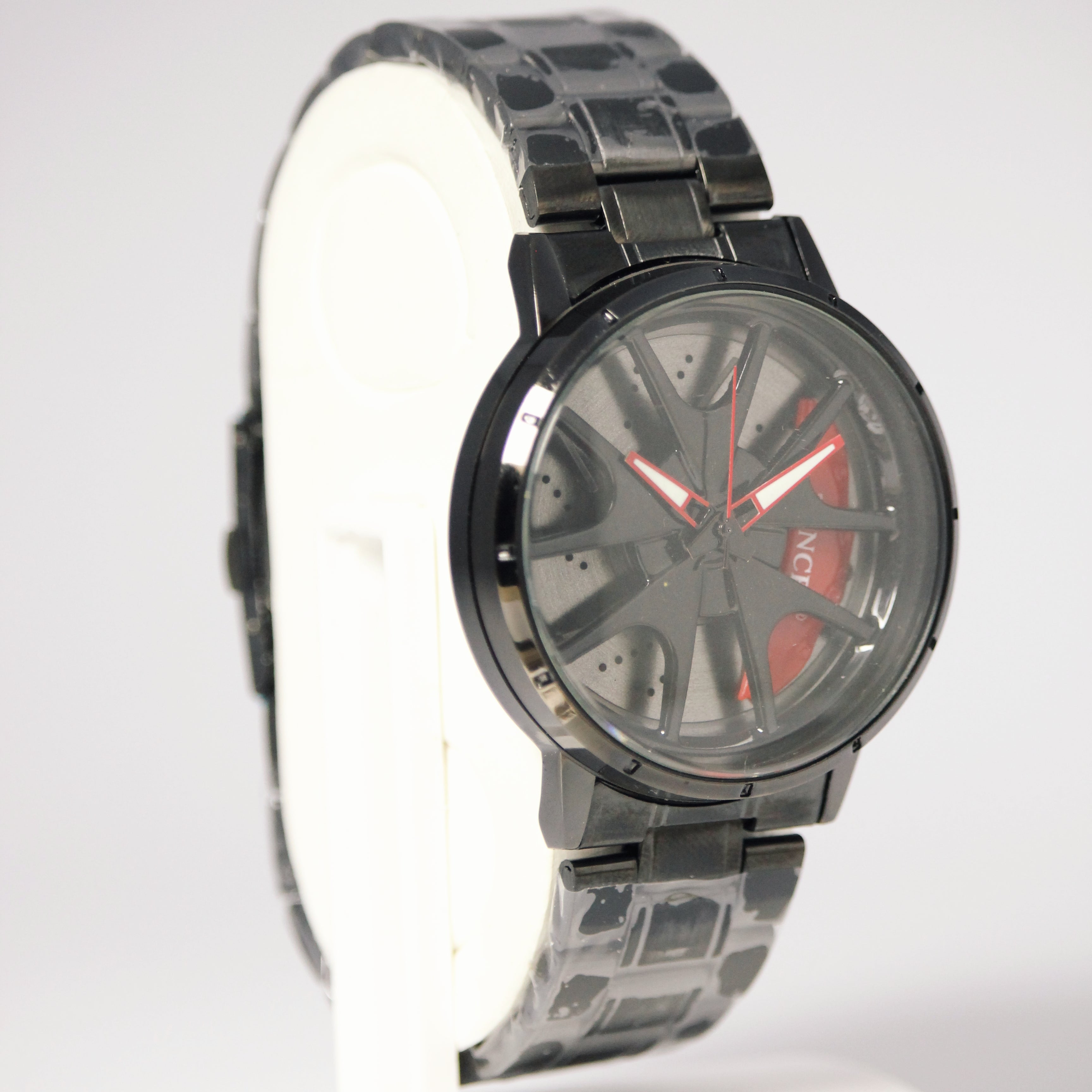 TENCEL Men’s Rotating Wheel Mechanical Watch (BZ-ES09) – Red Accents Stainless Steel