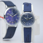 Crystal Time Quartz Couple Set (BZ-HH08) – Blue Textured Dial