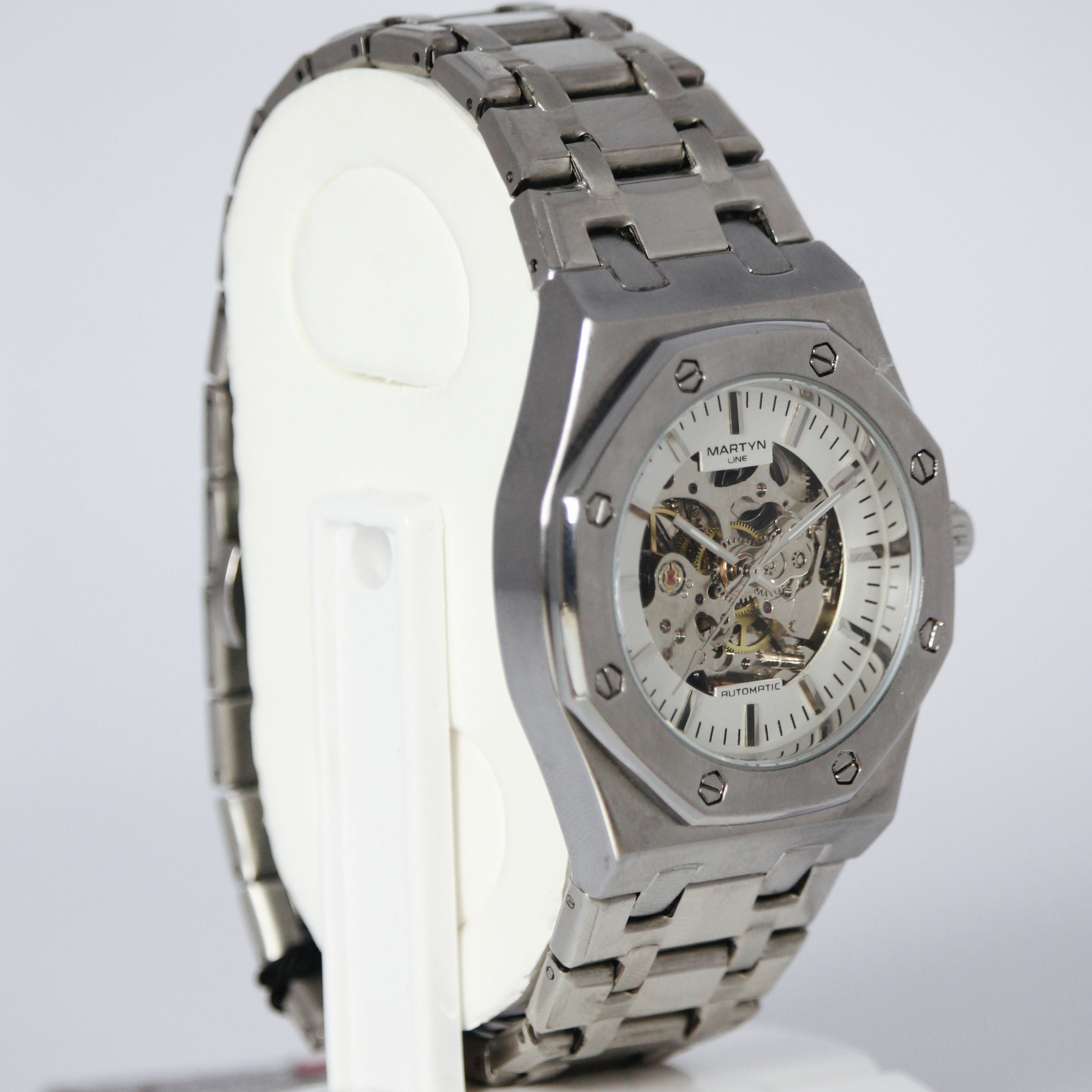 Skyline Martyn Automatic Skeleton Men’s Watch (BZ-ES07) Limited Edition – White Dial Stainless Steel