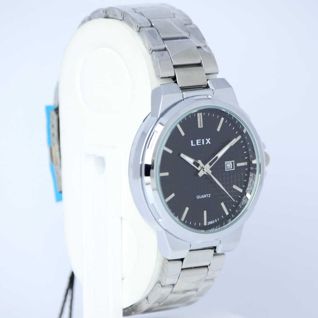 LEIX Men’s Quartz Watch (BZ-ES19) – Black Textured Dial Stainless Steel
