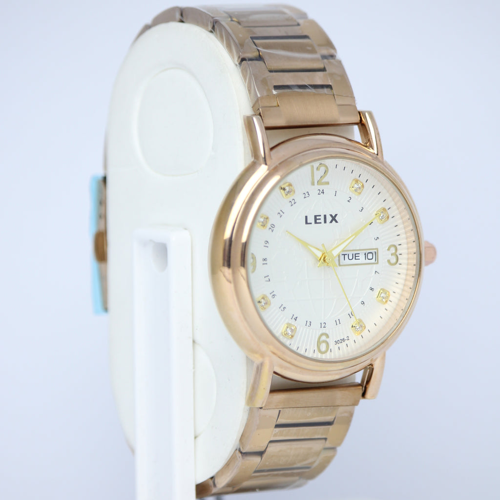 LEIX Men's Quartz Watch (BZ-ES23) - White Dial with Date & Day