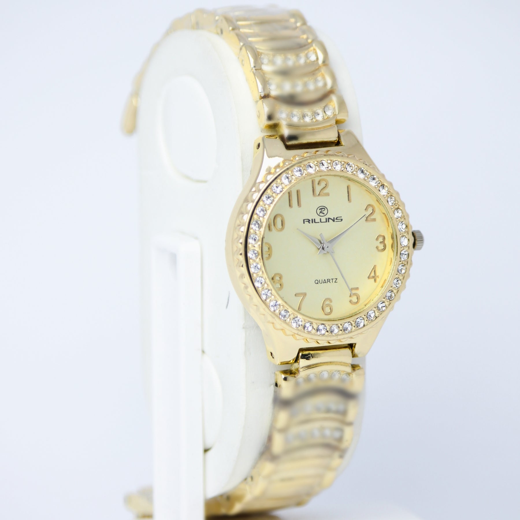 RILLINS Women’s Gold Crystal Watch (BZ-SS03) - Gold Dial with Stone Detailing
