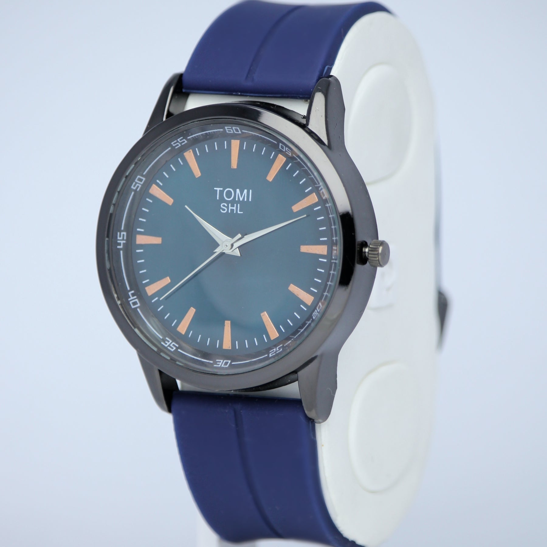 TOMI SHL Men’s Quartz Watch (BZ-FD08) – Blue Dial with Copper Markers