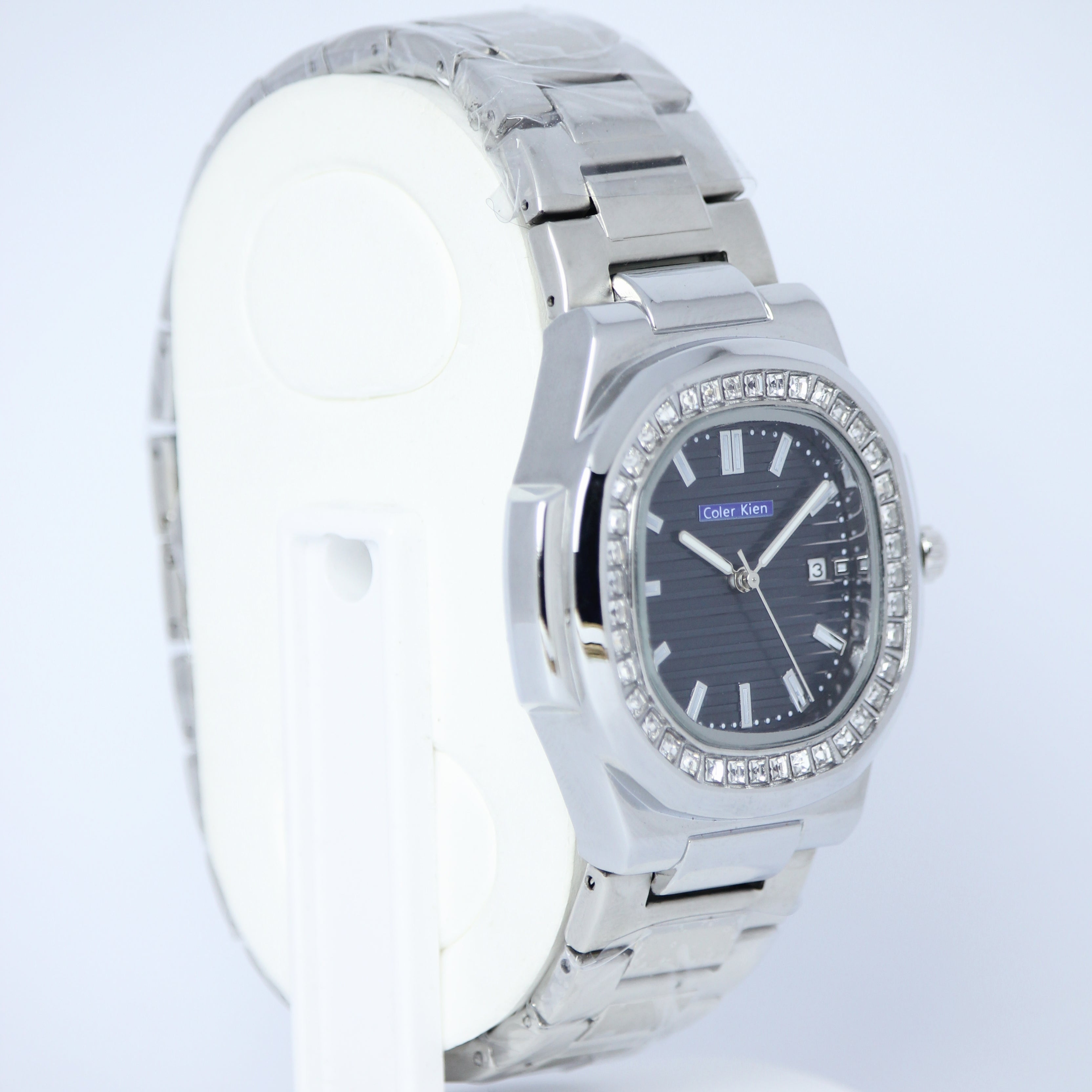 Coler Kien Men’s Semi-Automatic Watch (BZ-ES11) – Blue Dial with Diamond Bezel