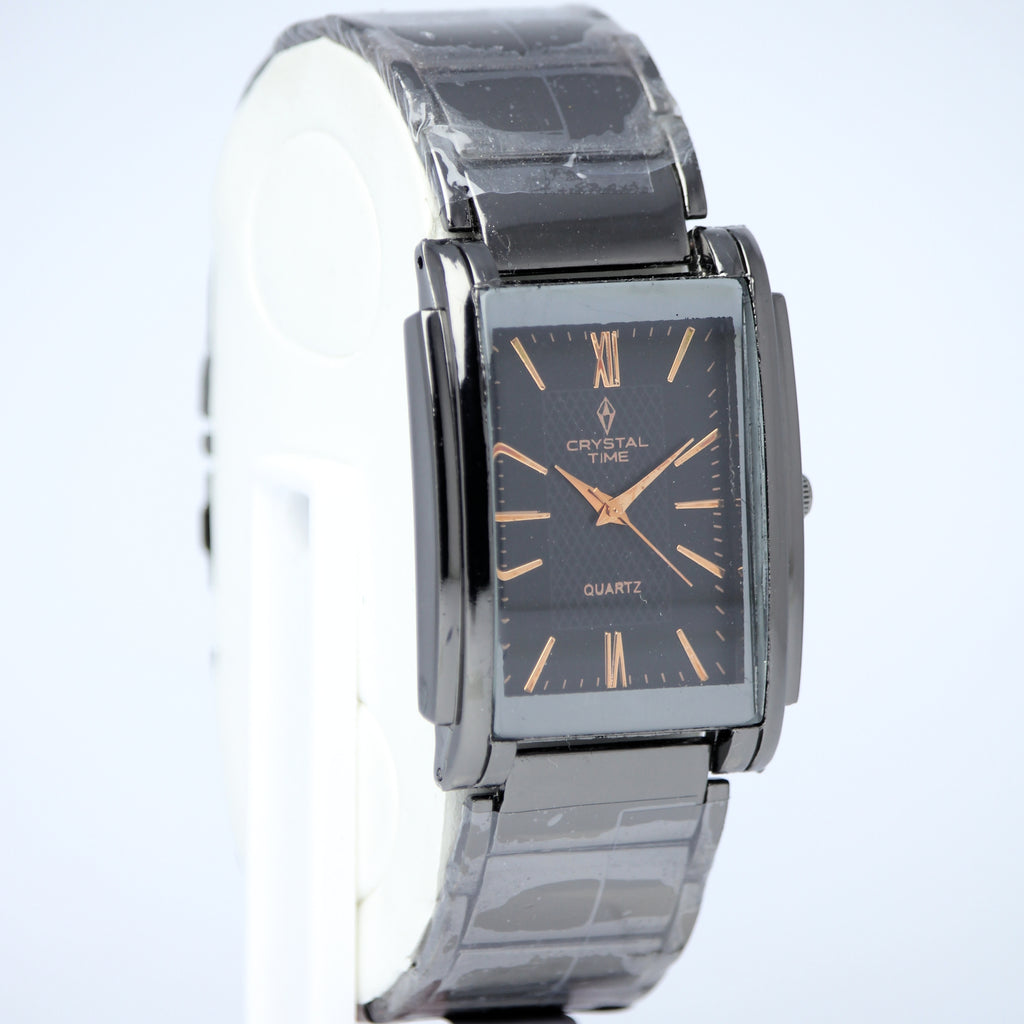 Crystal Time Men’s Quartz Watch (BZ-ES33) – Rectangular Black Dial