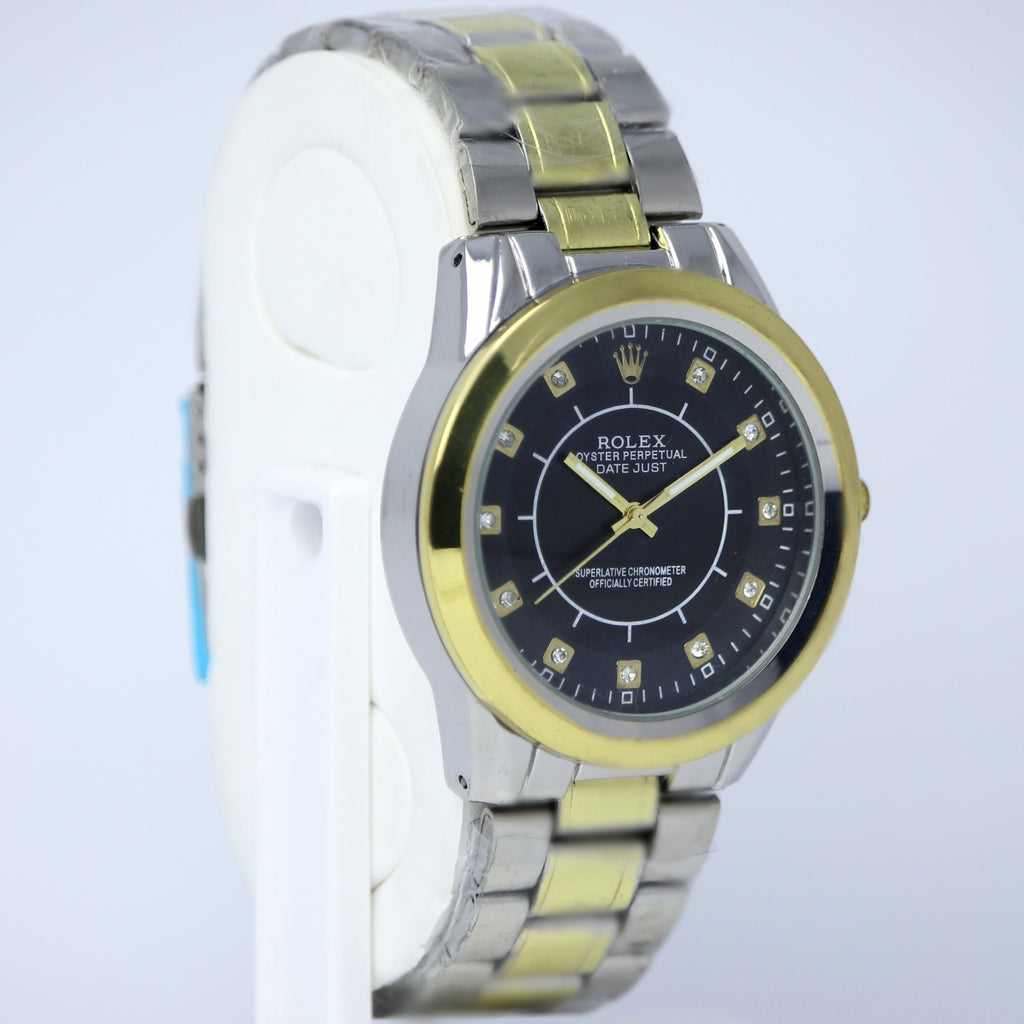 ROLEX Men’s Two Tone Watch (BZ-ES30) - Black Dial Stainless Steel