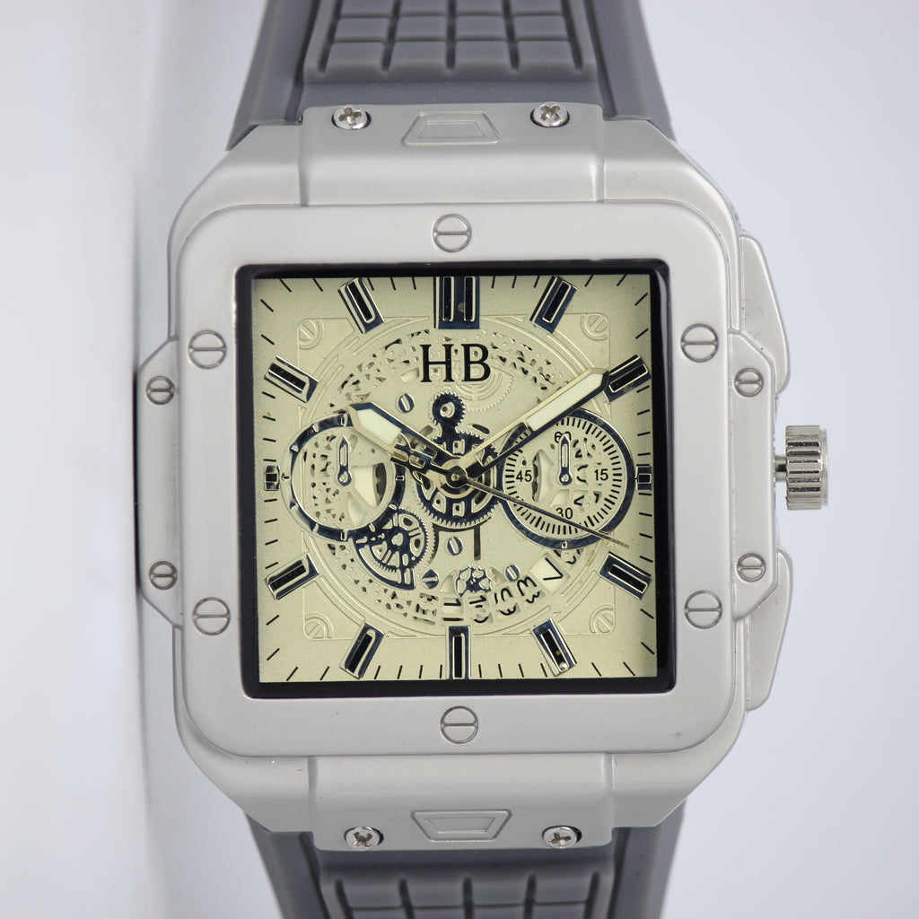 Hublot Men’s Quartz Watch (BZ-FD16) - Silver Square Dial