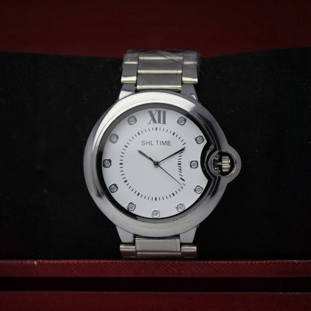 SHL TIME Men’s Stainless Steel Quartz Watch (BZ-ES31) – Crystal Markers