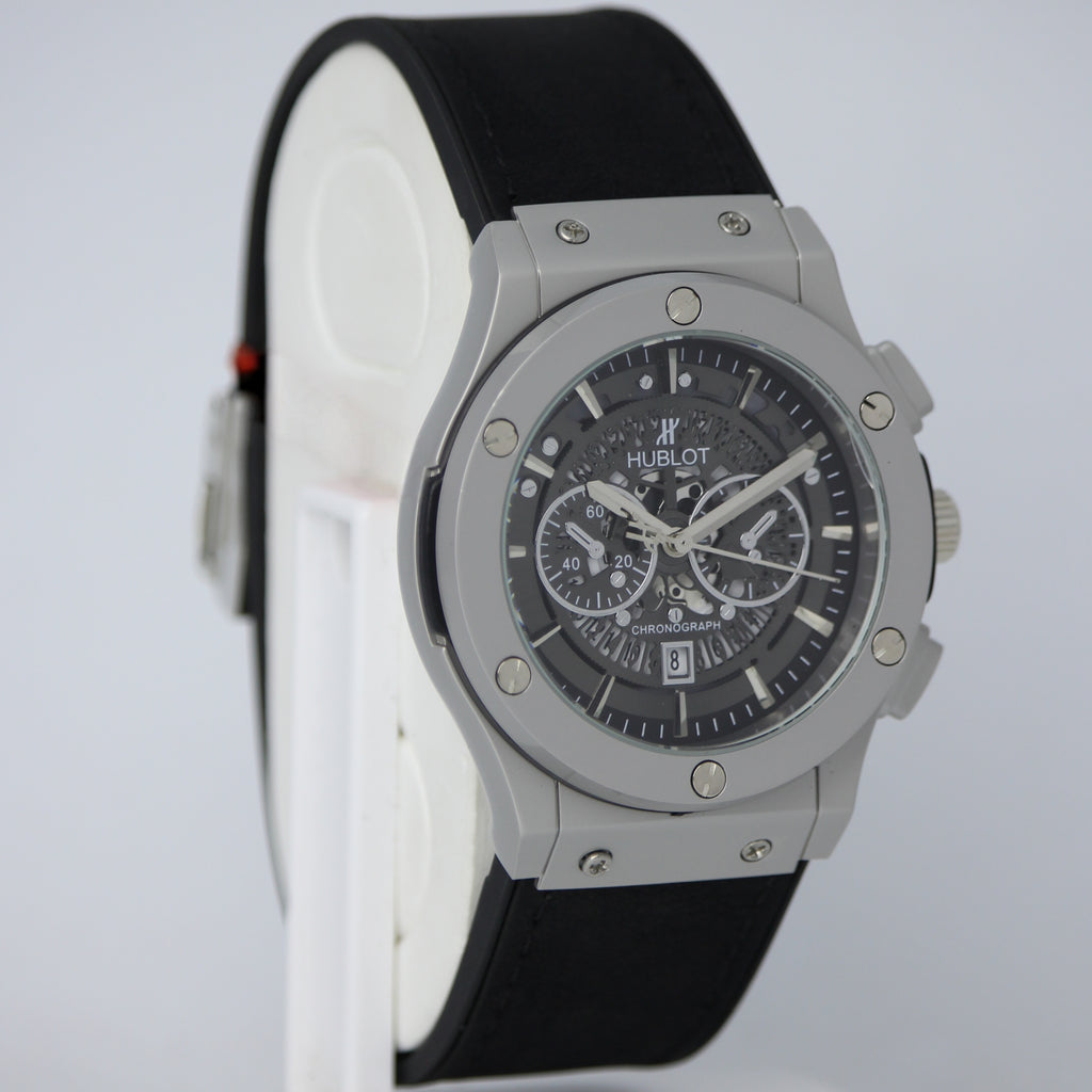 HUBLOT Men's Quartz Watch (BZ-FD01) - Grey Dial with Black Straps