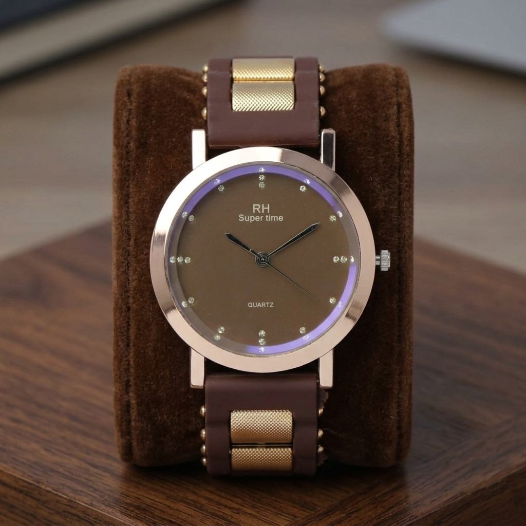 RH Super Time Men’s Quartz Watch (BZ-FD11) – Brown Dial with Rose Gold Case