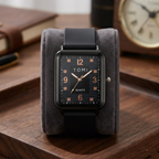 TOMI Men’s Quartz Watch (BZ-FD12) – Black Dial Rectangular Design