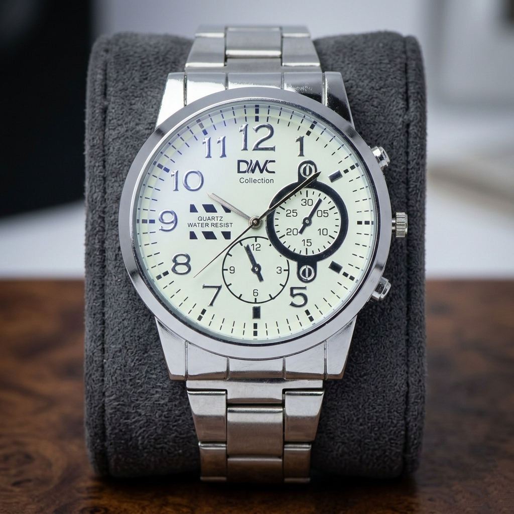 DWC Collection Men’s Quartz Watch (BZ-ES38) – Stainless Steel Chrono-Style Dial