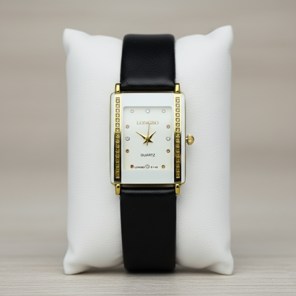 LONGBO Women's Quartz Watch (BZ-F03) – Gold Case with Crystal Detailing