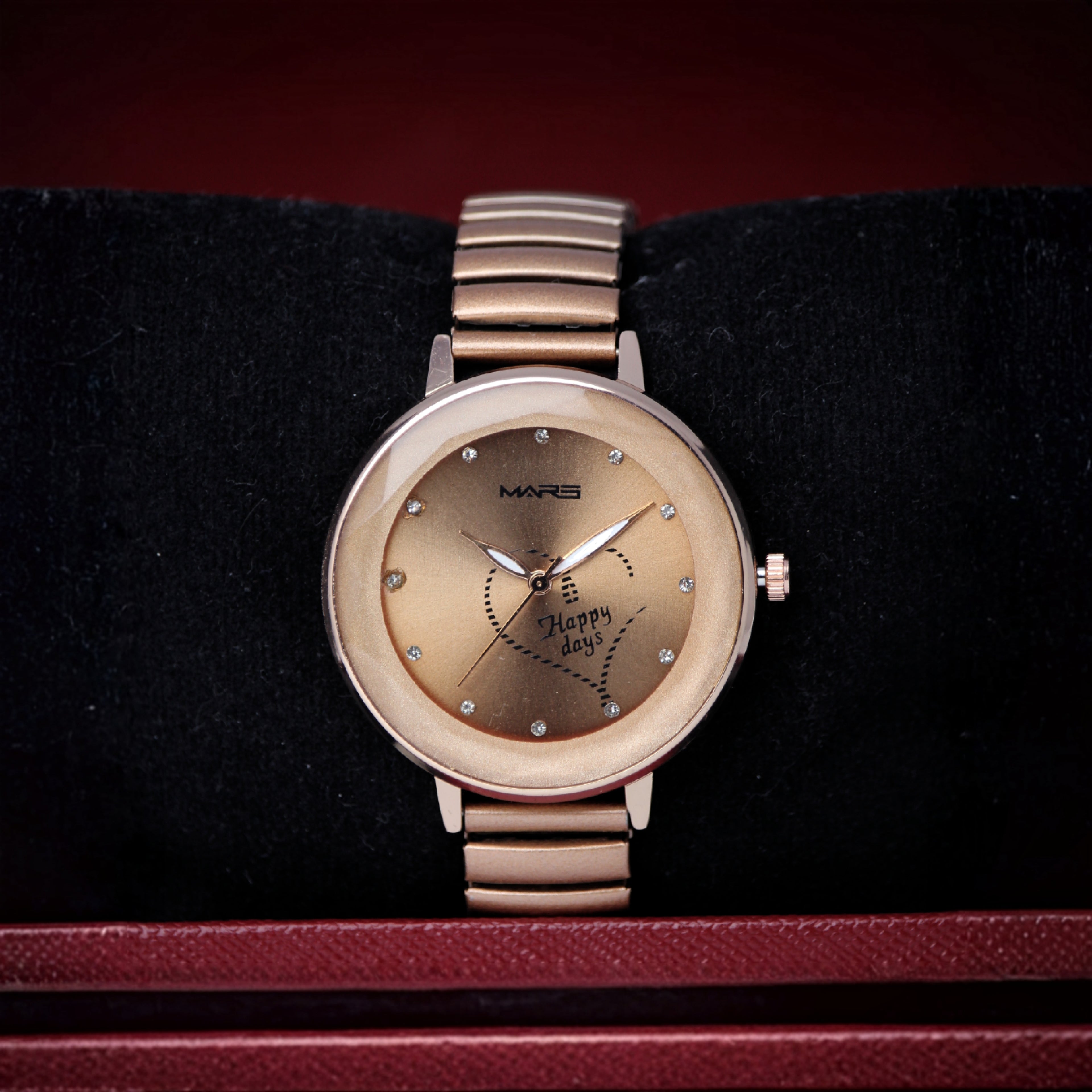 MARS Women’s Happy Days Dial Watch (BZ-F01) – Elegant Rose Gold Metal Strap