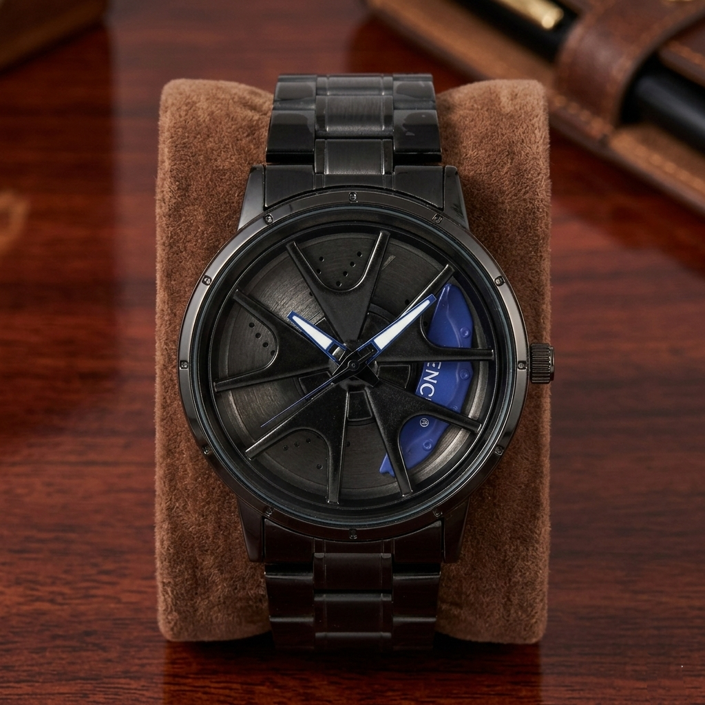 TENCEL Men’s Rotating Wheel Mechanical Watch (BZ-ES09) – Blue Accents Stainless Steel
