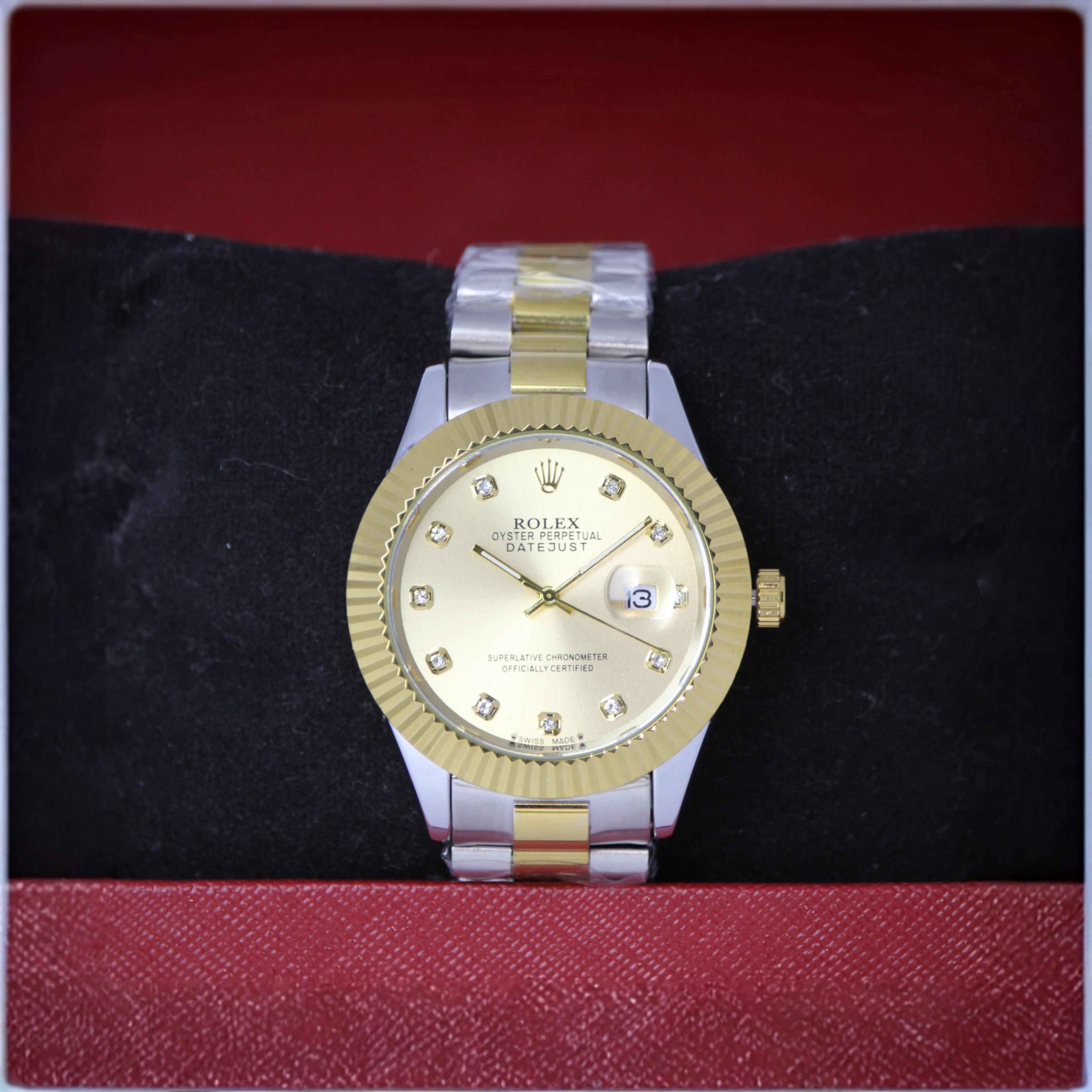 Rolex Oyster Perpetual Datejust Men’s Watch (BZ-ES015) – Gold Dial with Gold Case