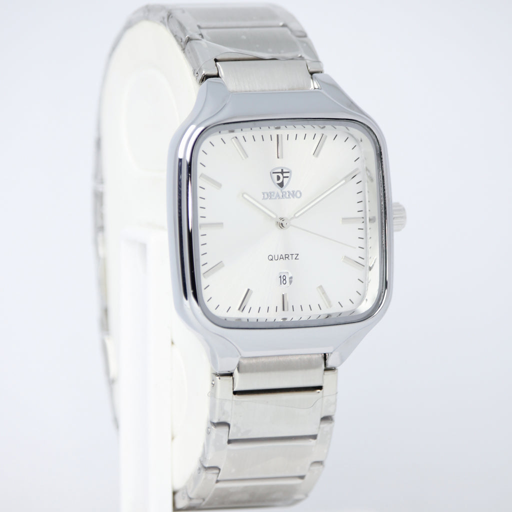 Dearno Men’s Quartz Watch (BZ-ES43) - Silver Square Dial with Date