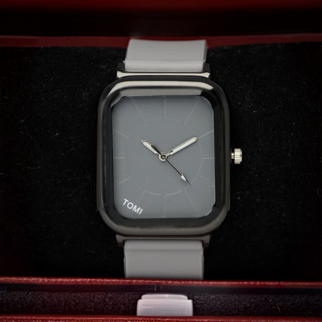 TOMI Men’s Modern Quartz Watch (BZ-FD09) – Square Grey Dial