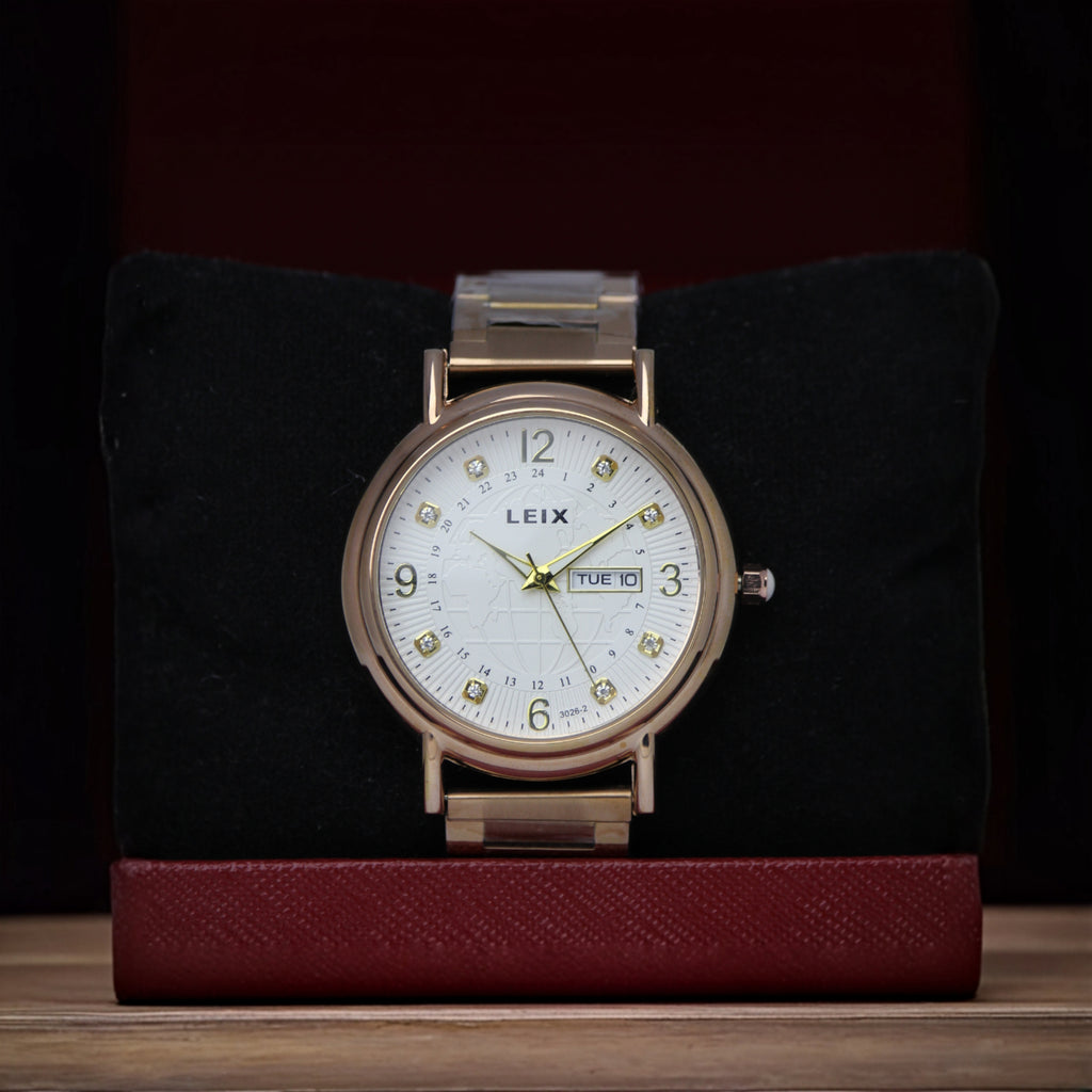 LEIX Men's Quartz Watch (BZ-ES23) - White Dial with Date & Day