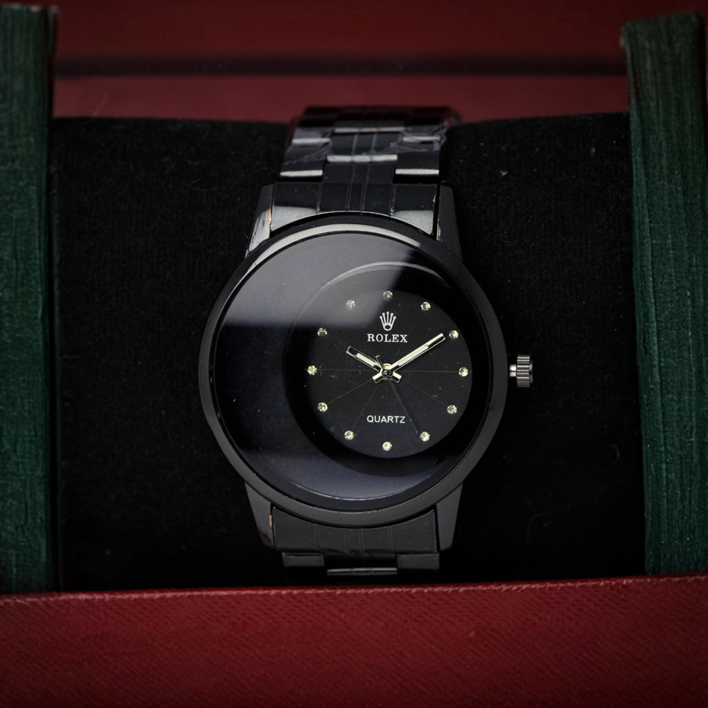 ROLEX Men’s Quartz Watch (BZ-ES29) – Black Dial Stainless Steel