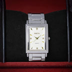 MSETA Men’s Quartz Watch (BZ-ES18) – Rectangular White Dial Stainless Steel