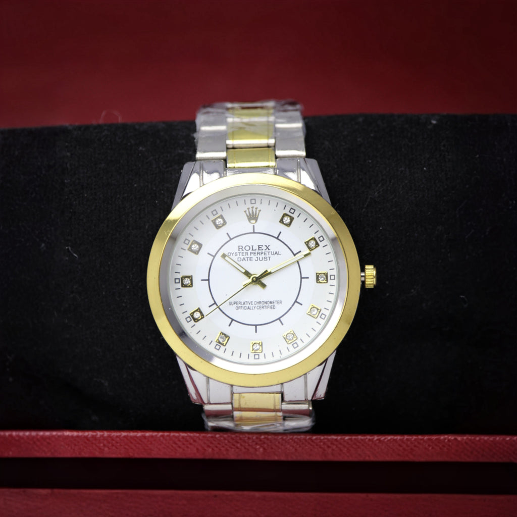 ROLEX Men’s Two Tone Watch (BZ-ES30) - White Dial Stainless Steel