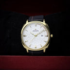 SWISH Men’s Gold Case Watch (BZ-FD04) – White Dial with Date