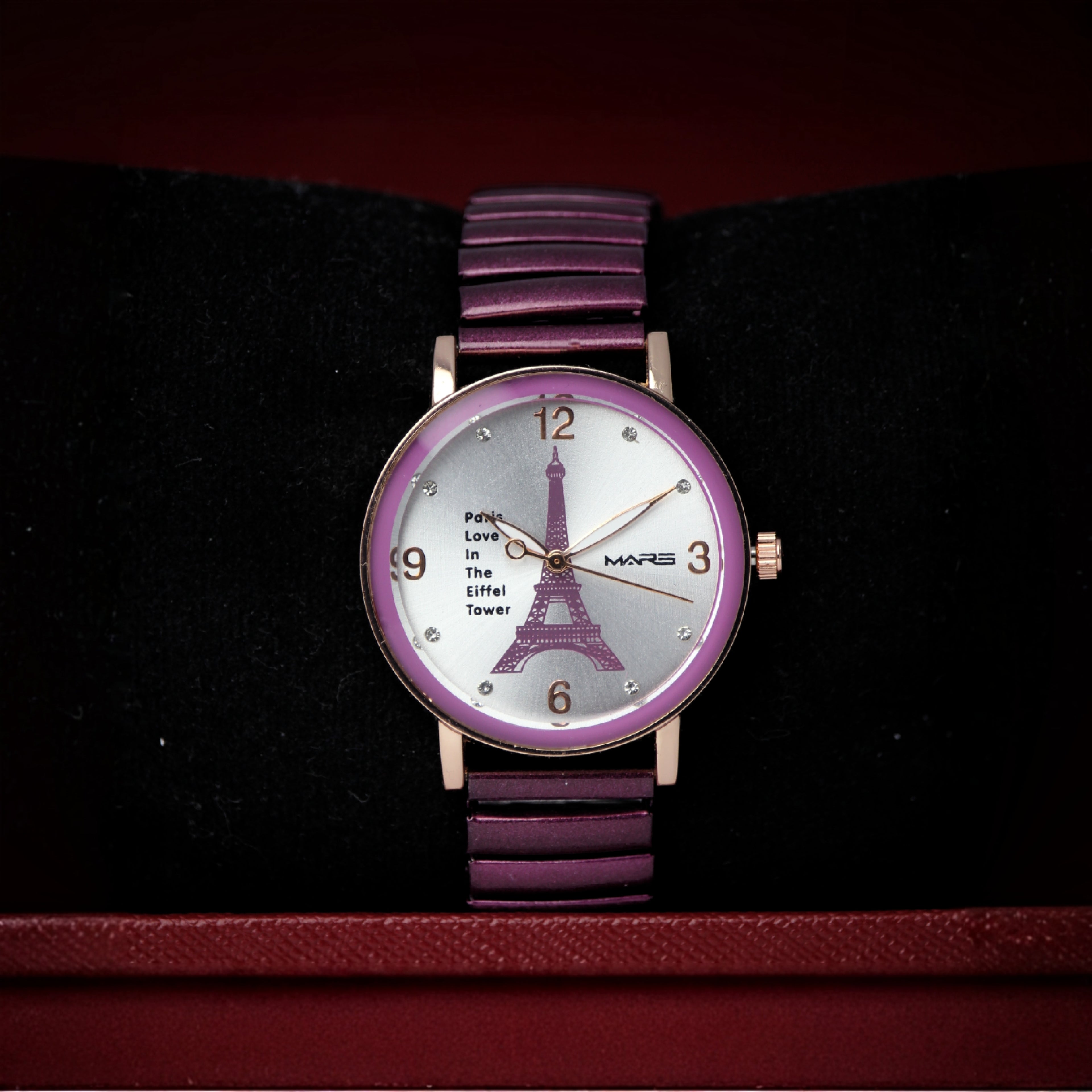 MARS Women’s Paris Dial Watch (BZ-F01) – Elegant Purple Metal Strap