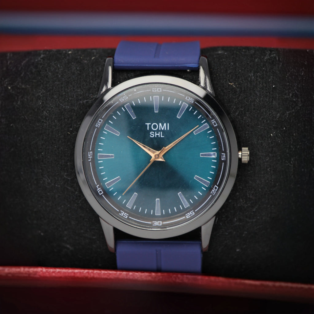TOMI SHL Men’s Quartz Watch (BZ-FD08) – Blue Dial with Silver Markers