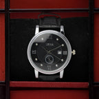 LEINA Men’s Leather Strap Watch (BZ-FD03) - Black Dial with Date