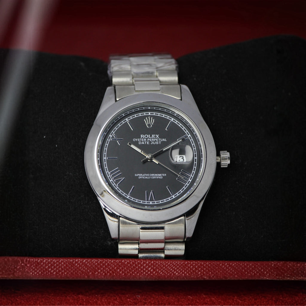 Rolex Oyster Perpetual Datejust Men’s Watch (BZ-ES014) – Black Dial Stainless Steel