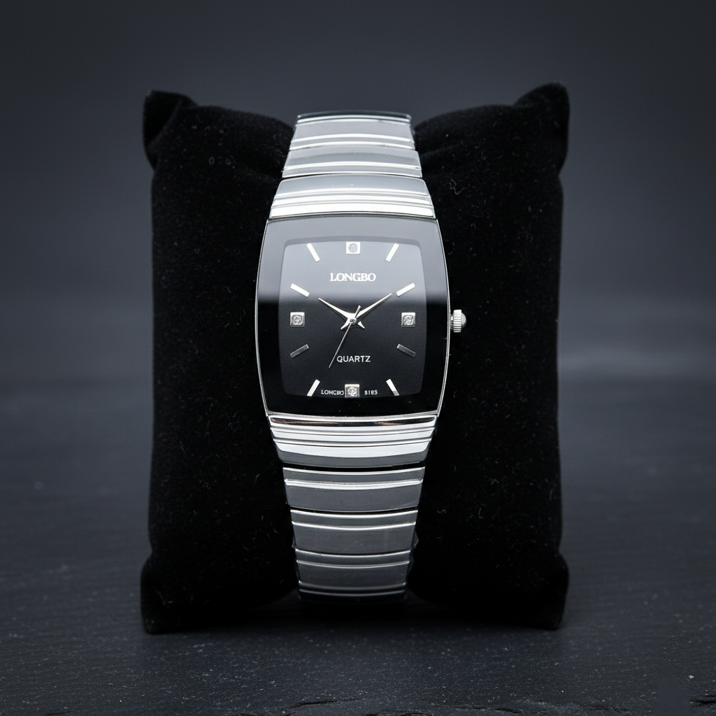 LONGBO 9163 Men’s Quartz Watch (BZ-ES25) – Black Dial Stainless Steel