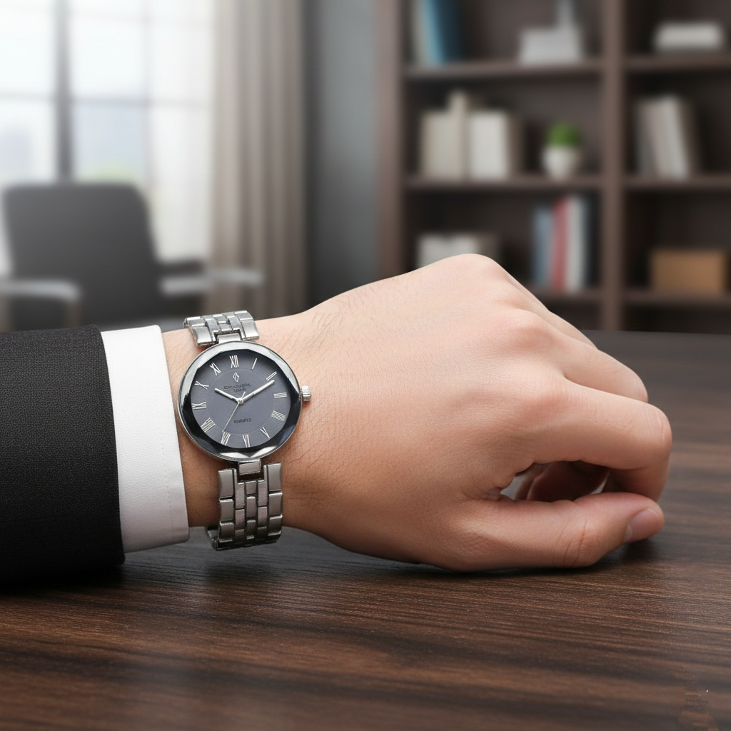 Crystal Time Men’s Quartz Watch (BZ-ES36) – Grey Dial Stainless Steel