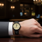 Rolex Leather Strap Men’s Watch (BZ-FD05) with Date – Black