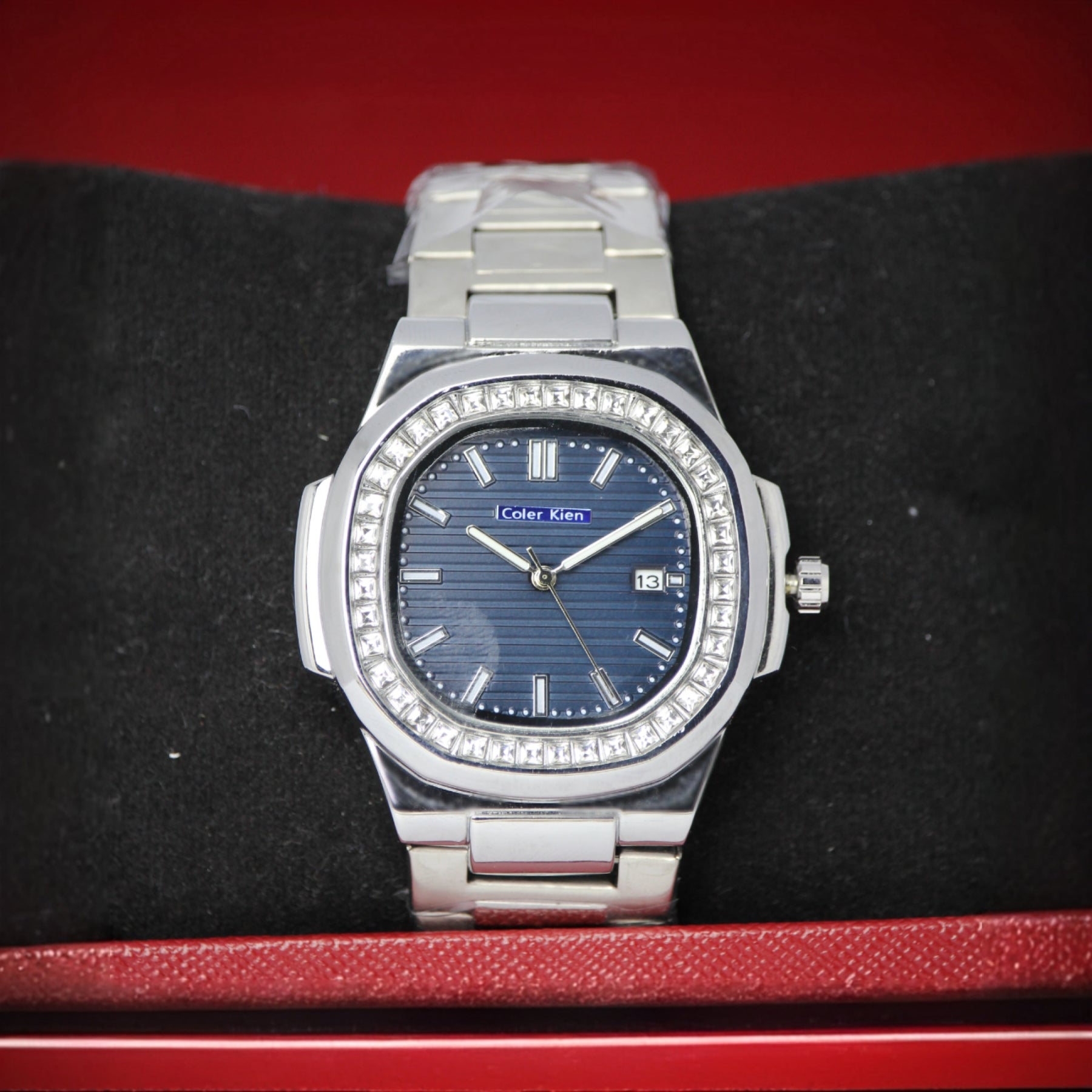 Coler Kien Men’s Semi-Automatic Watch (BZ-ES11) – Blue Dial with Diamond Bezel