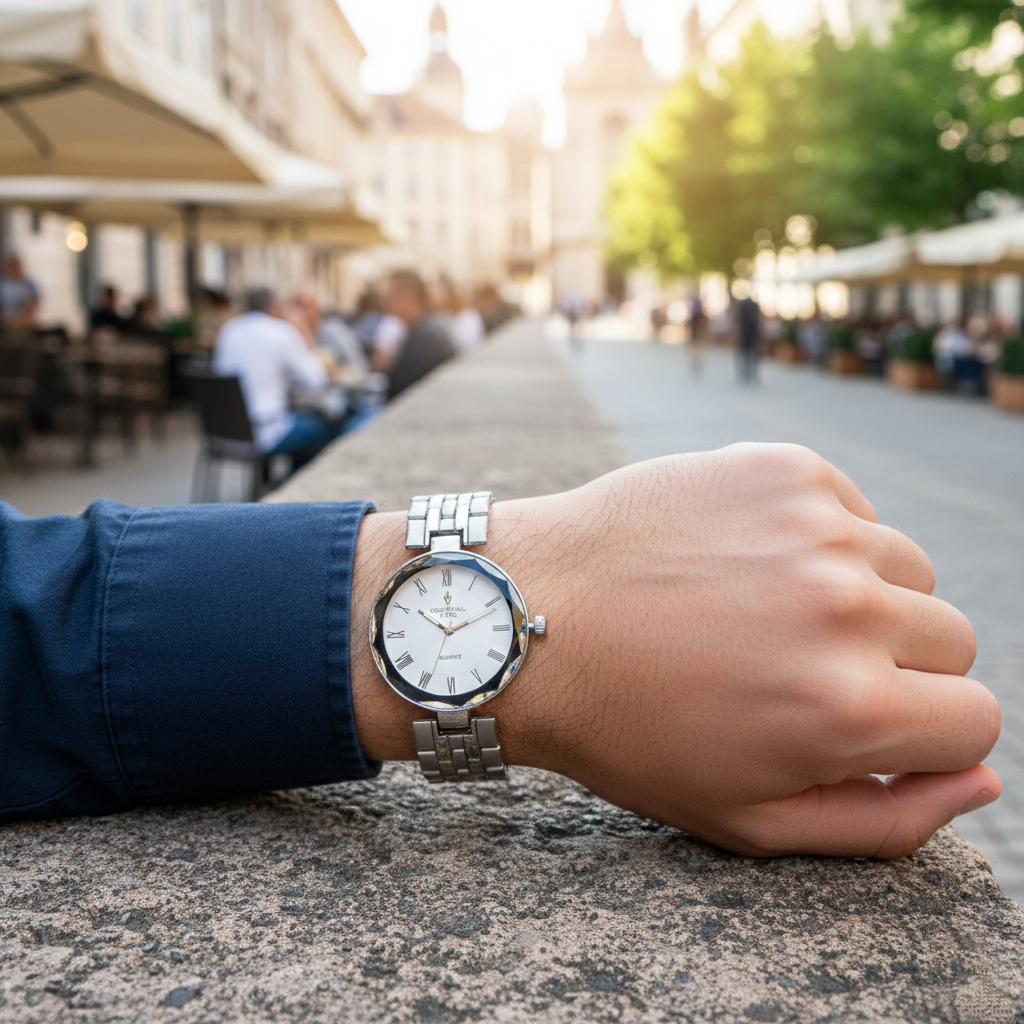 Crystal Time Men’s Quartz Watch (BZ-ES36) – White Dial Stainless Steel