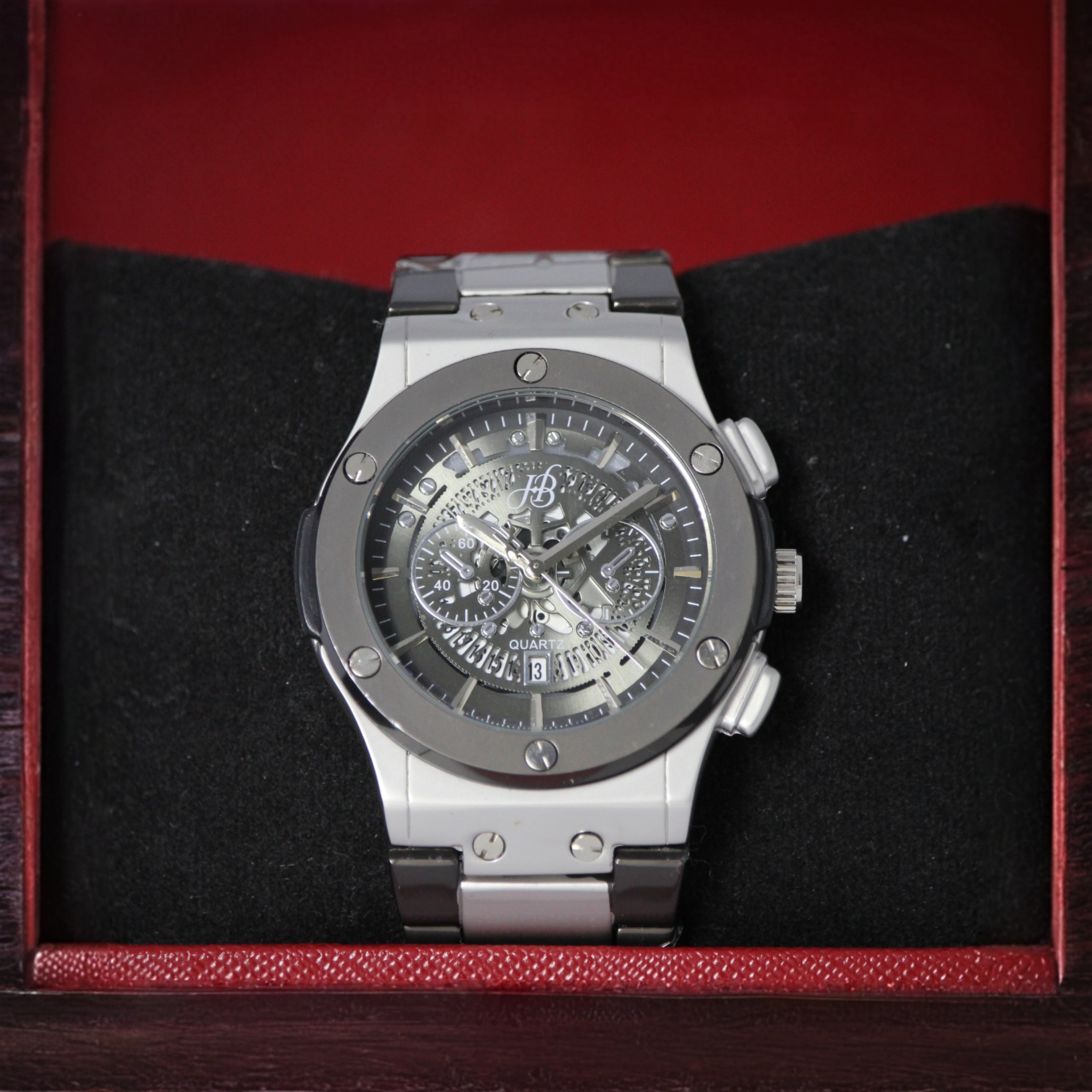 Hublot Men’s Quartz Watch (BZ-ES10) – Gray Dial Stainless Steel