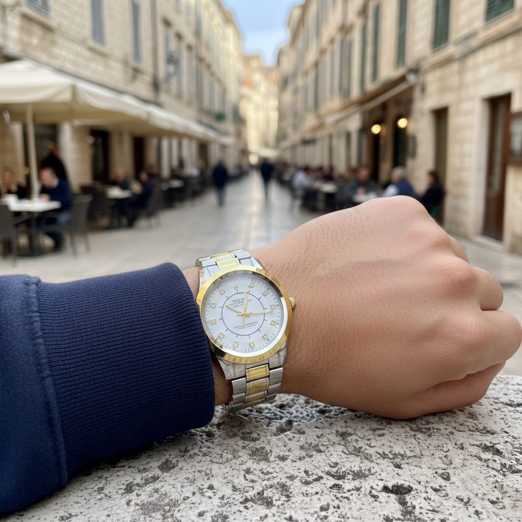 ROLEX Men’s Two Tone Watch (BZ-ES30) - White Dial Stainless Steel