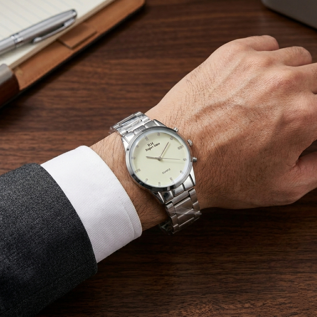 RH Super Time Quartz Men’s Watch (BZ-ES37) – Stainless Steel with Crystal Dial
