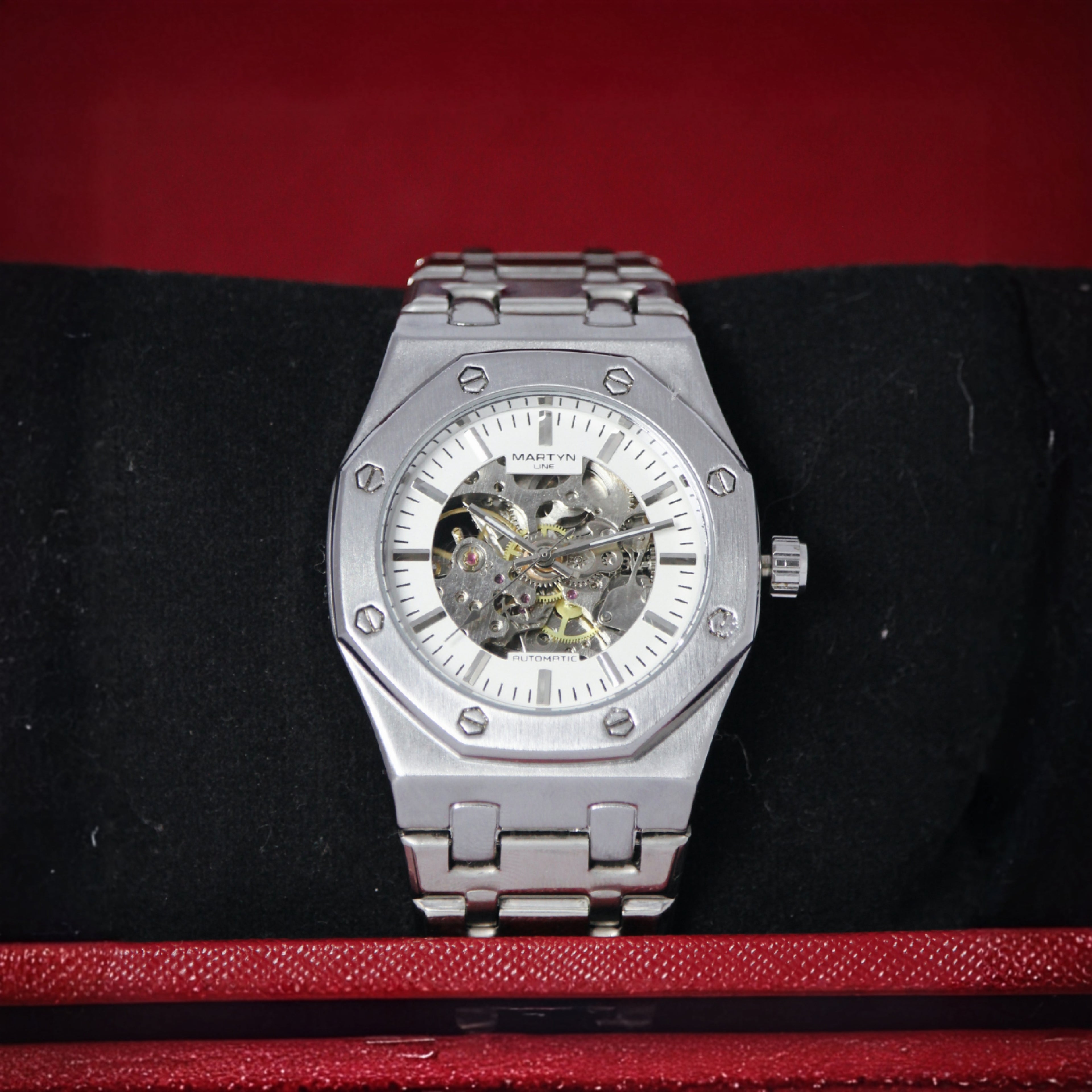 Skyline Martyn Automatic Skeleton Men’s Watch (BZ-ES07) Limited Edition – White Dial Stainless Steel