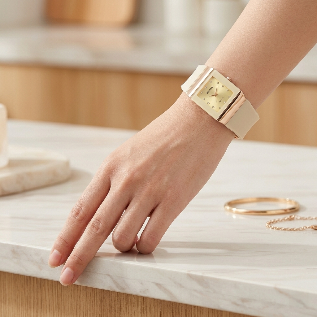RRADD Women’s Quartz Watch (BZ-F04) – Cream Square Dial