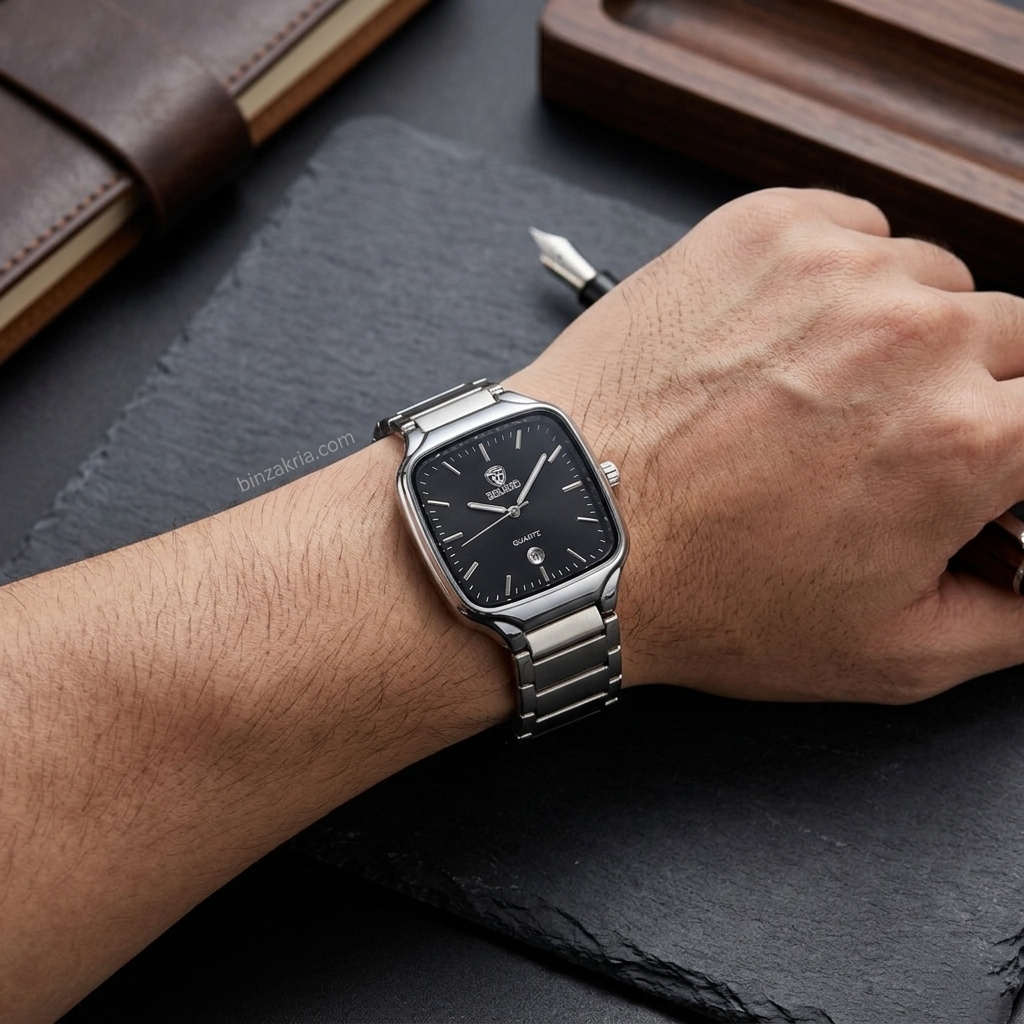 Dearno Men’s Quartz Watch (BZ-ES43) - Black Square Dial with Date