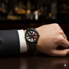 TENCEL Men’s Rotating Wheel Mechanical Watch (BZ-ES09) – Red Accents Stainless Steel